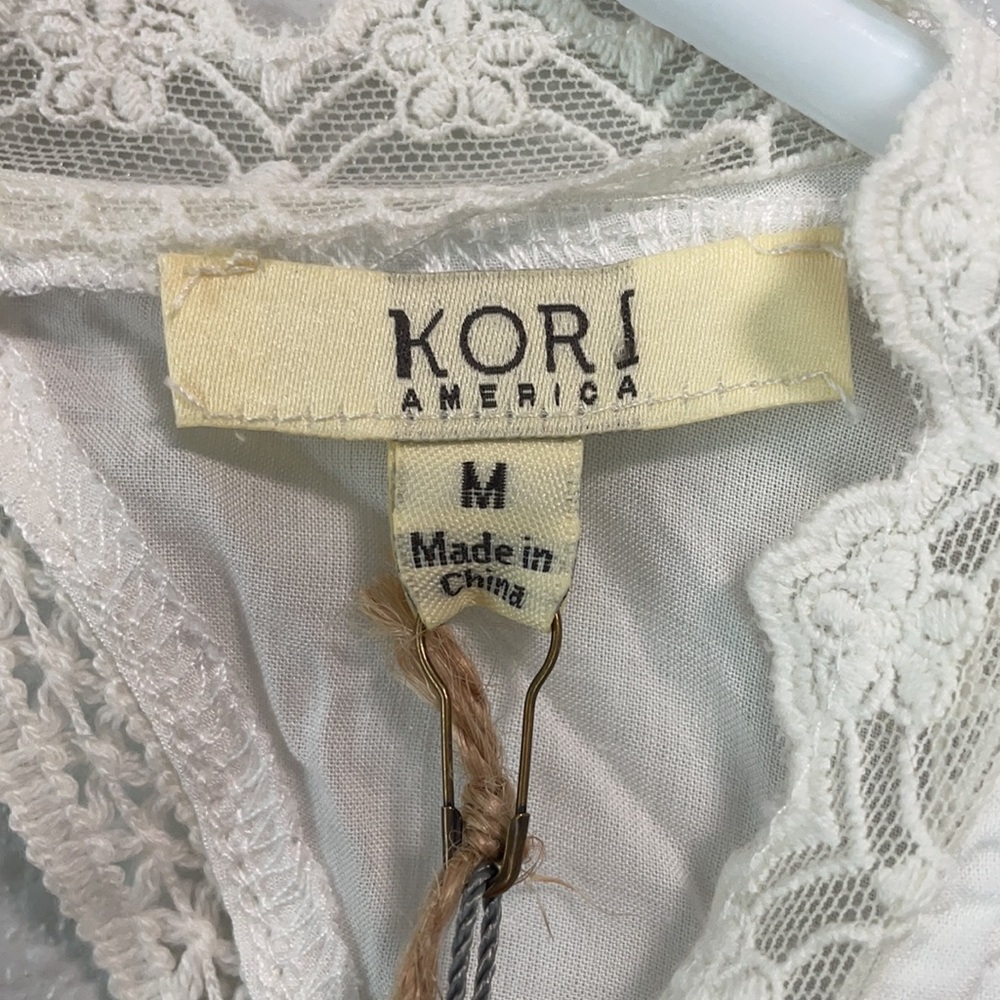 KORI AMERICA M sleeveless keyhole ivory lace dress - Picture 6 of 6